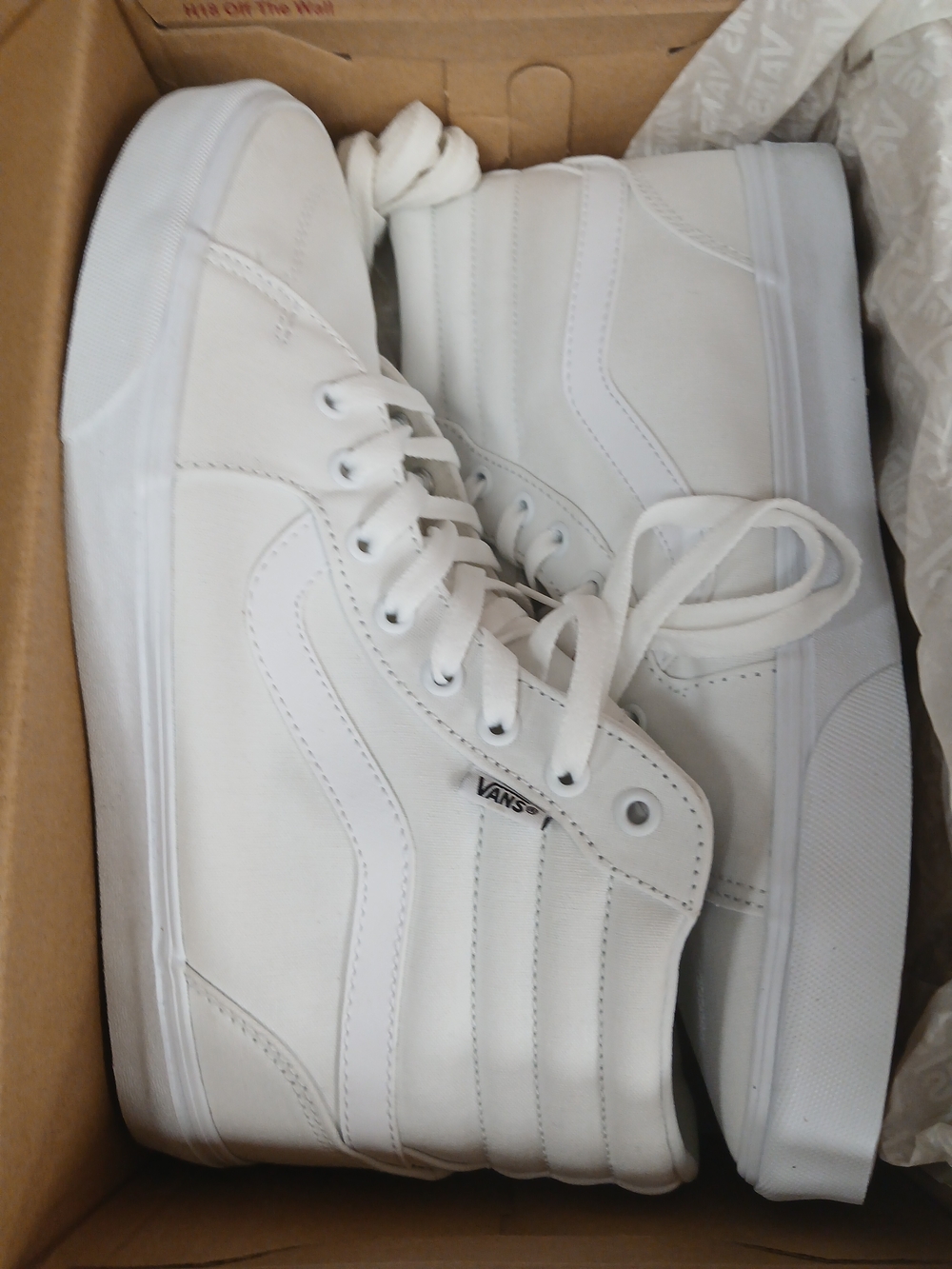 11w Vans White High-Top Canvas Skate Sneakers